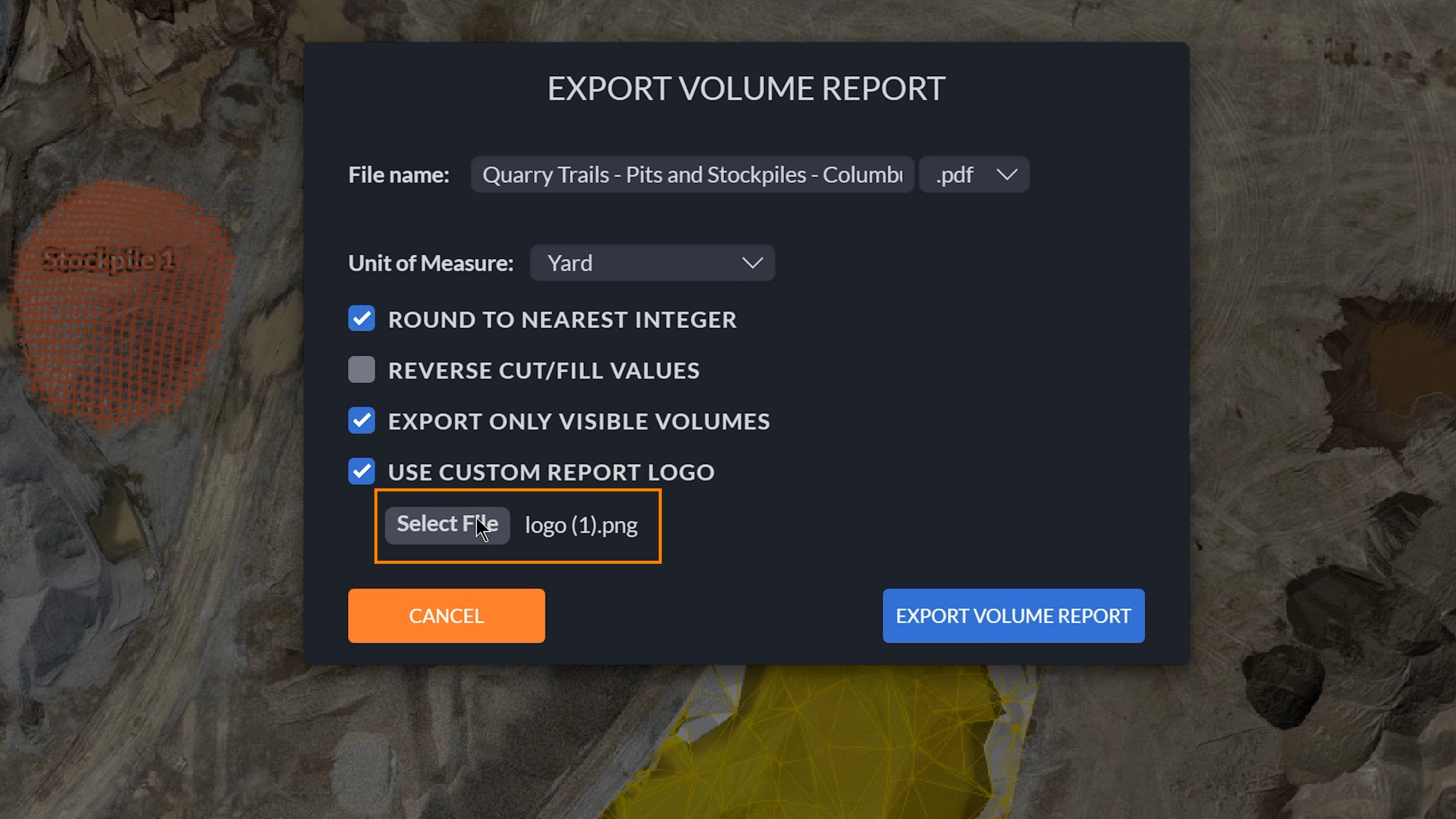Export Report Menu